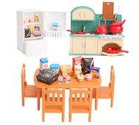 Dollhouse Furniture Set for Kids Toys Miniature Doll House Accessories Pretend Play Toys for Boys Girls & Toddlers Age 3+ with kitchen