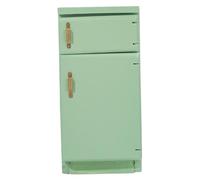 Dollhouse Furniture, Wooden 1/12 Scale Toy Refrigerator Green Simple Retro Style Dollhouse Kitchen Miniature Delicate Fridge Model Decor Realistic Accessory Pretend Play