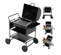 Dollhouse Kitchen Furniture 1:12 Dollhouse Barbecue Set with Skewer Steak Seasoning Bottle Towel Doll House Bbq Cart Accessories for Kid Pretend Play Miniature BBQ Grill