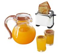 Dollhouse Kitchen Set 1:12 Sacle Realistic Dollhouse Miniatures Includes Toaster & Orange Juice Set DIY Friendly & Decorative Accessories, Gifts for Lovers