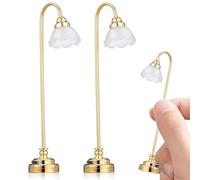 Dollhouse Lights, 2Pcs 1/12 Scale Miniature LED Lamp with Switch Battery Operated - Realistic Dollhouse Lighting for DIY Decoration Accessories