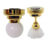 Dollhouse Lights 2Pcs Realistic 1/12 Miniature Ceiling Lamp Dollhouse Lights Battery Operated, Mini Led Lamp with ON/Off Switch for 1/6, /12 DIY Pretend Play