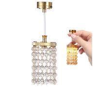 Dollhouse Lights 4" 1/12 Scale LED Crystal Chandelier Dollhouse Lighting Battery Powered Chandeliers Miniatures Ceiling Lamp, Gold Miniatures