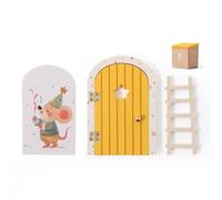 Dollhouse Mini Home Decorations, Wood Fairy Elf Door Glows In The Dark Window Novelty Funny Mouse Hole(Yellow)