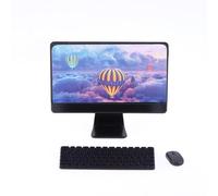 Dollhouse Mini Laptop Computer Keyboard Mouse Kit Dollhouse Office Study Room Decor Accessories Micro Scene Pretend Play Toys