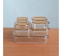 Dollhouse Miniature 1/6 Scale Kitchen Storage Boxes and Tableware Decor Set Fresh Keeping and Lunch Box Model for Vegetable Preparation