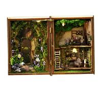 Dollhouse Miniature DIY House Kit,Mini House Building Kit,Forest Wonderland DIY Miniature House Kit,Light Up Collectible Unassembled 3D Wooden Dollhouse Kit for Tabletop,Bookshelf