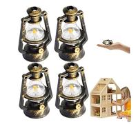 Dollhouse Miniature Lantern 4Pcs Retro Miniature Kerosene Lamp 1:12 Mini Vintage Oil Lamp for Christmas Dollhouse Decoration|Resin washing machine model