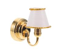 Dollhouse Miniature Wall Lamp, 1:12 Scale Dollhouse Light White & Gold Trim, Cordless Mini Wall Lamp Model Tiny Lighting Furniture Accessories for Doll House Miniatures Light Interior Decor