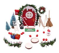 Dollhouse Miniatures 1 Set Tiny Fairy Doors with Christmas Tree Fence Snowman Cane Alndern and More for Xmas Decor, Fairy Doo