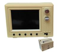 Dollhouse Miniatures, Dollhouse TV 1:12 Scale USB Rechargeable Mini TV Toy That Can Play Video with LCD Screen & 180° Rotatable Antenna Furniture for DIY Setting, Yellow