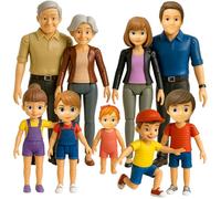 Dollhouse People, Bendable Dollhouse Family Set - 9 Poseable Figures Including Grandpa, Grandma, Mom, Dad, Sister, Brother, Cousins, and a Baby Girl - Perfect for Dollhouse Play and Imaginative Fun
