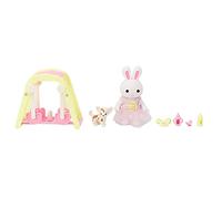 Dollhouse Role Play Toy Set Cute Simulation Swaying Bed Handbell Accessories with Rabbit Dog Toys for Kids Pretend Play ABS Material Safe for Children Age 3+