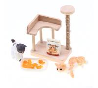 Dollhouse-Scale Wooden Cat Climbing Frame for Miniature Scene Building, Model Railway Accessories, Fairy Garden Decor and Toy House Props (As pictured)