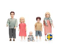 Lundby Dolls House People Family - Charlie Dollhouse Family Set of 5 (2 Adults + 3 Children), Dolls House Furniture Accessories, Bendable Plastic Dollhouse People for Girls and Boys Age 3+,1:18