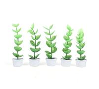 Dollhouse Succulent Plant, Miniature Dollhouse Artificial Potted Plants, 5pcs Tiny Flowerpot Set with Realistic Details, Resin Made for Dollhouse Room Decoration, Kids Play and San