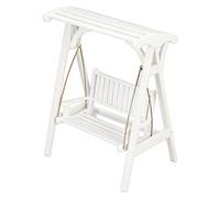 Dollhouse Swing Chair, 1:12 Scale Miniature Garden Furniture, Modern Style Doll House Swing with Free Swinging Motion, Premium Birch Wood and Metal Construction for Kids Role Play