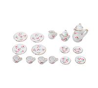 Dollhouse Tea Set Mini Simulation Ceramic Tea Cups Set Exquisite Miniature Kitchen Accessories for Doll House Enthusiasts 15 Pcs (Type B)