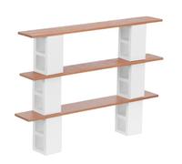 Dollhouse Three Tier Bookcase Wooden Brick Design for Study Desktop | Mini Furniture Bookshelf, Stable Versatile Display for Collectors and Enthusiasts, 5.8x4.1x0.9 Inch