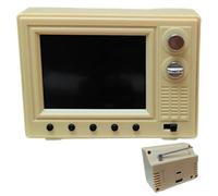 Dollhouse TV 1:12 Scale USB Rechargeable Mini TV Toy That Can Play Video with LCD Screen & 180° Rotatable Antenna Dollhouse Furniture for DIY Setting, Yellow