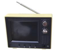 Dollhouse TV 1:12 Scale USB Rechargeable Vintage Mini TV Toy That Can Play Video with LCD Screen & 180° Rotatable Antenna Dollhouse Furniture for DIY Setting Accessories, Yellow Accessories