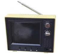 Dollhouse TV 1:12 Scale USB Rechargeable Vintage Mini TV Toy That Can Play Video with LCD Screen & 180° Rotatable Antenna Dollhouse Furniture for DIY Setting Accessories, Yellow Accessories