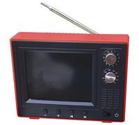 Dollhouse TV 1:12 Scale USB Rechargeable Vintage Mini TV Toy That Can Play Video with LCD Screen & 180° Rotatable Antenna Dollhouse Furniture for DIY Setting Accessories, Red Accessories