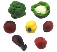 Dollhouse Vegetables 7Pcs/Set Realistic Resin Miniature Vegetables Includes Cauliflower, Tomato, Eggplant, Broccoli & Pepper 1:12 Scale Dollhouse Accessories for Kitchen, Market