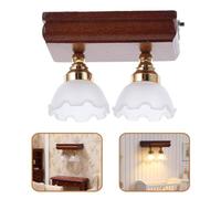 Dollhouse Wall Lamp, 1:12 Scale Miniature Double Sconce Light with Floral Glass Shade, Retro Wall Light Fixture for Mini Doll House Home Living Room Diy Shadow Box Decorative Layout