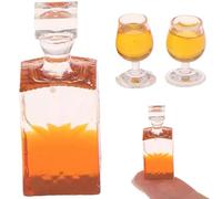 Dollhouse Whiskey Bottle Realistic Mini Alcohol Bottles Resin Mini Wine Bottles with 2 Cups Decorative for Doll House Settings Miniatures