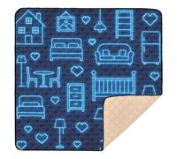 Dollhouse World - Neon Style Large Stylish Baby Activity Play Mat for Indoor Outdoor Portable Kicking Mat for Babies Infants Toddlers, 50'' x 50''