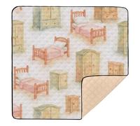 Dollhouse World - Watercolor Style Cute Foldable Baby Gym & Activity Mat for Indoor Outdoor Lightweight Padded Play Mat for Babies Infants Toddlers, 50'' x 50''