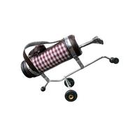 Dollhouses Golfs Cart Outdoor Scene Accessory Premium Metal Leather Craftsmanship Bright Checkered Design Carts