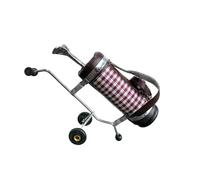 Dollhouses Golfs Cart Outdoor Scene Accessory Premium Metal Leather Craftsmanship Bright Checkered Design Metal And Leather Miniature Toy Cart