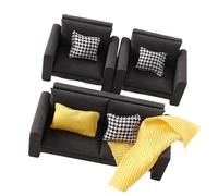 Dollhouses Loveseat Single Sofa Couch Decorative Wooden Miniature Decors For Toy House Accessories