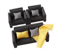 Dollhouses Loveseat Single Sofa Couch Decorative Wooden Miniature Decors For Toy House Accessories Easy Assemble Dollhouses Living Room Set