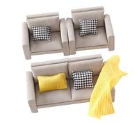 Dollhouses Loveseat Single Sofa Couch Decorative Wooden Miniature Decors For Toy House Accessories Easy Assemble Dollhouses Living Room Set