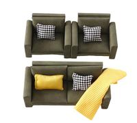 Dollhouses Loveseat Single Sofa Couch Decorative Wooden Miniature Decors For Toy House Accessories Vintage Miniature Couch Set