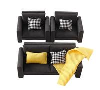 Dollhouses Loveseat Single Sofa Couch Decorative Wooden Miniature Decors For Toy House Accessories Vintage Miniature Couch Set