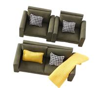 Dollhouses Loveseat Single Sofa Couch Decorative Wooden Miniature Decors For Toy House Accessories Vintage Miniature Couch Set