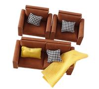 Dollhouses Loveseat Single Sofa Couch Decorative Wooden Miniature Decors For Toy House Accessories Vintage Miniature Couch Set