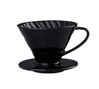 dolljojo Pour Over Coffee Dripper-V60/V02, Ceramic Coffee Dripper Pour Over Cone Coffee Maker Size 02,Portable Coffee Maker For 1-4 Cups,For Home, Cafe, Restaurants (Black)
