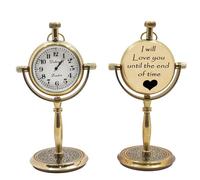 DOLLOND & CO. Personalised Vintage Desk Clock - I Will Love You Until the End of Time - Romantic Gift for Him Her - Anniversary, Valentine’s, Father’s Day (Brass, Customisation)