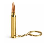 DOLLOND & CO. Solid Brass Bullet Keychain - Heavy Polished Cartridge Keyring with Copper Tip - Novelty Collectible Gift for Men, Fathers & Military Fans - Pocket Size EDC Accessory