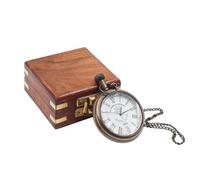 DOLLOND & CO. The Regent Open Face Pocket Watch - Vintage Brass Open Face Pocket Watch with Chain & Wooden Gift Box, Classic Roman Numeral Dial, Best Gift for Anniversary, Wedding & Groomsmen