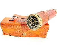 Dollond London Vintage-Style Brass Telescope with Leather Case, Decorative Spyglass, Nautical Gift