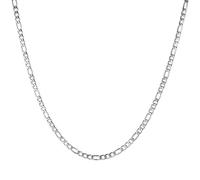 DOLLRINBOY 14K Gold Plated/Silver 3.5mm Flat Figaro Chain Necklace for Men and Women, Dainty Silver Stainless Steel Figaro Necklace, Size 16", 18", 20", 18inch, Metal, No Gemstone