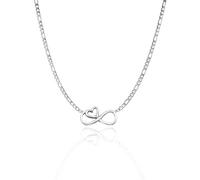 DOLLRINBOY 14K Gold Plated Silver Dainty 3.5mm Flat Figaro Chain Necklace for Men and Women 18" 20" (Heart-04), 18inch+2inch, Metal, No Gemstone