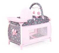 Doll's bed with integrated high chair, dining tray, mobile, duvet | pillow, modern, for dolls up to 46 cm