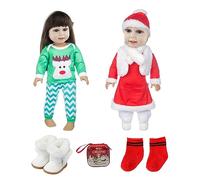 Dolls Clothes Play Set For 18inch Kids Role Play Christmas Santa Clause Costume With Hat Girls Party Supply Doll Clothes Themed Outfits Costume Accessories Clothing Set
